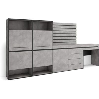 Skraut Home Schoenenkast Met 2 kleppen en 2 open vak 297x145x35 cm Voor slaapkamer, kamer Ladekast, Commode Lamellenwand Hout Kaptafel, Make-uptafel Moderne stijl Cement Skraut Home Schoenenkast Met 2 kleppen en 2 open vak 297x145x35 cm Voor slaapkamer, kamer Ladekast, Commode Lamellenwand Hout Kaptafel, Make-uptafel Moderne stijl Cement