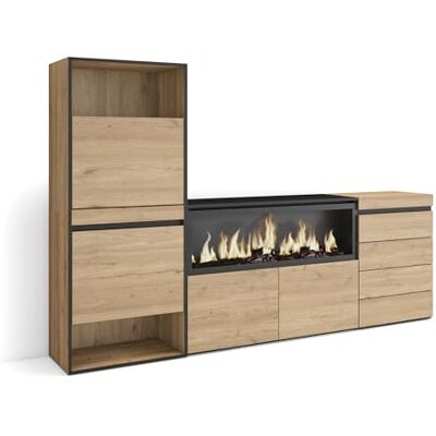 Skraut Home Schoenenkast Met 2 kleppen en 2 open vak 224x145x35 cm Voor slaapkamer, kamer Elektrische haard XXL Ladekast, Commode Moderne stijl Eiken Skraut Home Schoenenkast Met 2 kleppen en 2 open vak 224x145x35 cm Voor slaapkamer, kamer Elektrische haard XXL Ladekast, Commode Moderne stijl Eiken