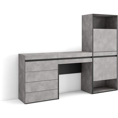 Skraut Home Schoenenkast Met 2 kleppen en 2 open vak 187x145x35 cm Voor slaapkamer, kamer Ladekast, Commode Kaptafel, Make-uptafel Moderne stijl Cement Skraut Home Schoenenkast Met 2 kleppen en 2 open vak 187x145x35 cm Voor slaapkamer, kamer Ladekast, Commode Kaptafel, Make-uptafel Moderne stijl Cement