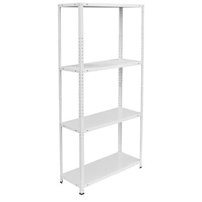 Relaxdays staal opslagrek, 4 niveaus, 145x75x30 cm, tot 160 kg, wit, kelder, garage & werkplaats Relaxdays staal opslagrek, 4 niveaus, 145x75x30 cm, tot 160 kg, wit, kelder, garage & werkplaats
