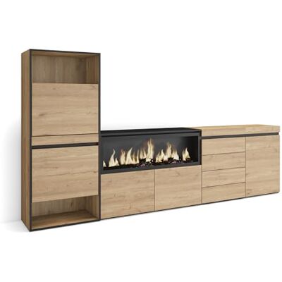 Skraut Home Schoenenkast Met 2 kleppen en 2 open vak 274x145x35 cm Voor slaapkamer, kamer Elektrische haard XXL Ladekast, Commode Moderne stijl Eiken Skraut Home Schoenenkast Met 2 kleppen en 2 open vak 274x145x35 cm Voor slaapkamer, kamer Elektrische haard XXL Ladekast, Commode Moderne stijl Eiken