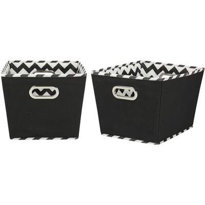 Household Essentials 91-1 middelgrote taps toelopende decoratieve opbergbakken 2-pack set Cubby manden zwarte Chevron Household Essentials 91-1 middelgrote taps toelopende decoratieve opbergbakken 2-pack set Cubby manden zwarte Chevron