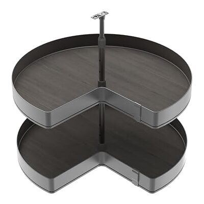 Emuca Set Harmony 3/4 draaiplateaus, modulebreedte 800mm, in hoogte verstelbaar, Staal en Hout, Antracietgrijs Emuca Set Harmony 3/4 draaiplateaus, modulebreedte 800mm, in hoogte verstelbaar, Staal en Hout, Antracietgrijs