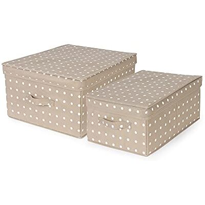 Compactor Set van 2 opvouwbare opbergdozen met deksel, niet-geweven polypropyleen en karton, groot 40 x 50 x 25 cm, klein 30 x 43 x 19 cm, Rivoli assortiment, bruin/wit, RAN10444 Compactor Set van 2 opvouwbare opbergdozen met deksel, niet-geweven polypropyleen en karton, groot 40 x 50 x 25 cm, klein 30 x 43 x 19 cm, Rivoli assortiment, bruin/wit, RAN10444