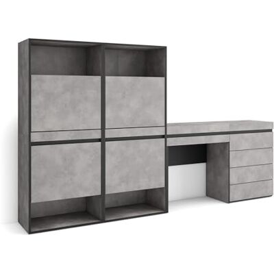 Skraut Home Schoenenkast Met 2 kleppen en 2 open vak 247x145x35 cm Voor slaapkamer, kamer Ladekast, Commode Kaptafel, Make-uptafel Moderne stijl Cement Skraut Home Schoenenkast Met 2 kleppen en 2 open vak 247x145x35 cm Voor slaapkamer, kamer Ladekast, Commode Kaptafel, Make-uptafel Moderne stijl Cement