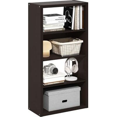 Furinno Altviool Open Plank Boekenkast, Boekenplank, 4-laags Donker Eiken Furinno Altviool Open Plank Boekenkast, Boekenplank, 4-laags Donker Eiken