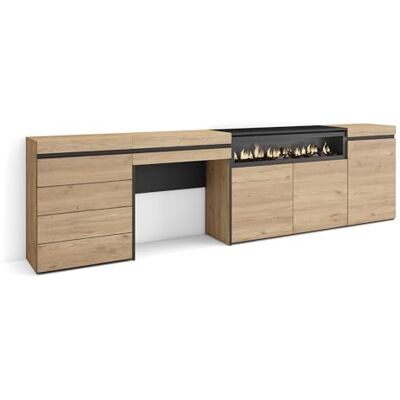 Skraut Home Dressoir, Opbergkast Buffetkast, Sideboard 277x75x35 cm Voor slaapkamer, kamer Elektrische haard Ladekast, Commode Kaptafel, Make-uptafel Moderne stijl Eiken Skraut Home Dressoir, Opbergkast Buffetkast, Sideboard 277x75x35 cm Voor slaapkamer, kamer Elektrische haard Ladekast, Commode Kaptafel, Make-uptafel Moderne stijl Eiken