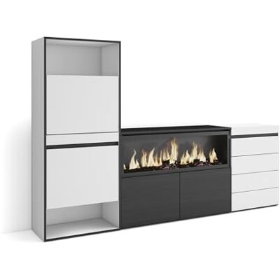 Skraut Home Schoenenkast Met 2 kleppen en 2 open vak 224x145x35 cm Voor slaapkamer, kamer Elektrische haard XXL Ladekast, Commode Moderne stijl Wit Skraut Home Schoenenkast Met 2 kleppen en 2 open vak 224x145x35 cm Voor slaapkamer, kamer Elektrische haard XXL Ladekast, Commode Moderne stijl Wit