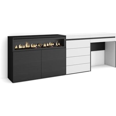 Skraut Home Dressoir, Opbergkast Buffetkast, Sideboard 227x75x35 cm Voor slaapkamer, kamer Elektrische haard Ladekast, Commode Kaptafel, Make-uptafel Moderne stijl Wit Skraut Home Dressoir, Opbergkast Buffetkast, Sideboard 227x75x35 cm Voor slaapkamer, kamer Elektrische haard Ladekast, Commode Kaptafel, Make-uptafel Moderne stijl Wit