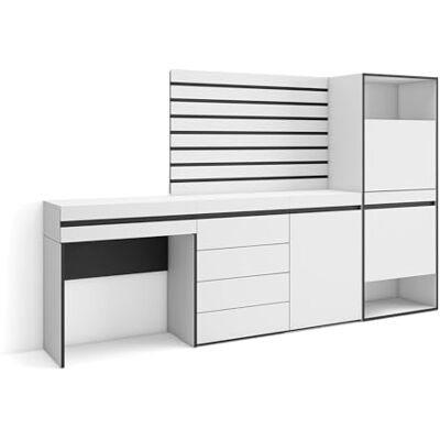 Skraut Home Schoenenkast Met 2 kleppen en 2 open vak 237x145x35 cm Voor slaapkamer, kamer Ladekast, Commode Lamellenwand Hout Kaptafel, Make-uptafel Moderne stijl Wit Skraut Home Schoenenkast Met 2 kleppen en 2 open vak 237x145x35 cm Voor slaapkamer, kamer Ladekast, Commode Lamellenwand Hout Kaptafel, Make-uptafel Moderne stijl Wit