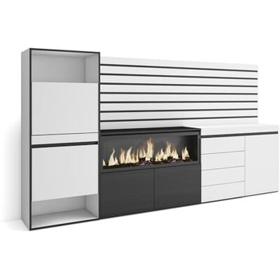 Skraut Home Schoenenkast Met 2 kleppen en 2 open vak 274x145x35 cm Voor slaapkamer, kamer Elektrische haard XXL Ladekast, Commode Lamellenwand Hout Moderne stijl Wit Skraut Home Schoenenkast Met 2 kleppen en 2 open vak 274x145x35 cm Voor slaapkamer, kamer Elektrische haard XXL Ladekast, Commode Lamellenwand Hout Moderne stijl Wit