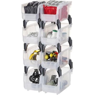 VEVOR Plastic stapelbare opbergbakken, 27,7 x 14 x 13 cm (8 stuks), plastic containers voor organisatie en opslagbakken voor kast, garage, kleine onderdelen, kantoorbenodigdheden, andere accessoires VEVOR Plastic stapelbare opbergbakken, 27,7 x 14 x 13 cm (8 stuks), plastic containers voor organisatie en opslagbakken voor kast, garage, kleine onderdelen, kantoorbenodigdheden, andere accessoires