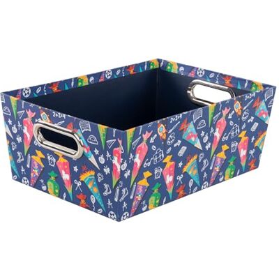 Idena 20223 Opbergdoos van stevig karton, motief schoolkegel, opbergmand met metalen handvatten, ca. 33 x 22,9 x 12,7 cm, terug naar school cadeaumandje Idena 20223 Opbergdoos van stevig karton, motief schoolkegel, opbergmand met metalen handvatten, ca. 33 x 22,9 x 12,7 cm, terug naar school cadeaumandje