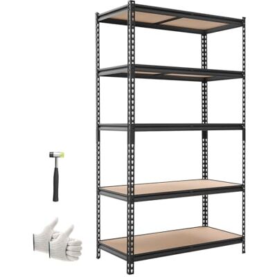 VEVOR Garagerek, metalen rek, 5 verstelbare MDF-planken, capaciteit 1134 kg, multifunctioneel rek voor keuken, eetkamer, kelder en badkamer, 102,5 x 51,7 x 181,3 cm (l x b x h) VEVOR Garagerek, metalen rek, 5 verstelbare MDF-planken, capaciteit 1134 kg, multifunctioneel rek voor keuken, eetkamer, kelder en badkamer, 102,5 x 51,7 x 181,3 cm (l x b x h)