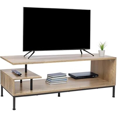 Relaxdays tv-lowboard, 3 vakken, open, 55 inch, HBD: 40x106x39,5 cm, naturel/zwart Relaxdays tv-lowboard, 3 vakken, open, 55 inch, HBD: 40x106x39,5 cm, naturel/zwart