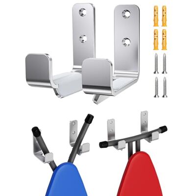 MUSVOH Strijkplank muur haak moderne wandmontage strijkplank hanger voor wasruimtes rek opknoping plank hanger roestvrij staal, zilver MUSVOH Strijkplank muur haak moderne wandmontage strijkplank hanger voor wasruimtes rek opknoping plank hanger roestvrij staal, zilver