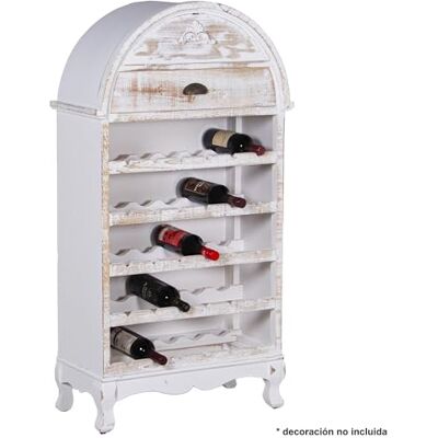 DRW Wijnrek van MDF-hout met 5 niveaus en een lade voor 30 flessen, wit, 65 x 31,5 x 123 cm DRW Wijnrek van MDF-hout met 5 niveaus en een lade voor 30 flessen, wit, 65 x 31,5 x 123 cm