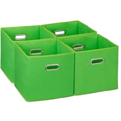 Relaxdays Set van 4 stoffen opbergdozen - Groen Relaxdays Set van 4 stoffen opbergdozen - Groen