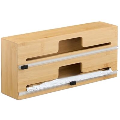 Relaxdays Bamboe Keukenfolie Dispenser - Organizer voor aluminiumfolie, bakpapier en plasticfolie Relaxdays Bamboe Keukenfolie Dispenser - Organizer voor aluminiumfolie, bakpapier en plasticfolie