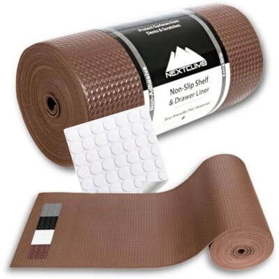 NextClimb Keukenladevoeringen voor keukenkasten echt antislip, niet-klevende keukenkastvoeringen gemakkelijk te snijden/passen, bescherm alle planken, kledingkast, badkameroppervlakken (bruin, 30 x 600 cm) NextClimb Keukenladevoeringen voor keukenkasten echt antislip, niet-klevende keukenkastvoeringen gemakkelijk te snijden/passen, bescherm alle planken, kledingkast, badkameroppervlakken (bruin, 30 x 600 cm)