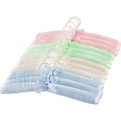 Tosnail Tebery anti-slip satijn gewatteerde hangers collectie hanger hanger roze, blauw, groen, wit (12) Tosnail Tebery anti-slip satijn gewatteerde hangers collectie hanger hanger roze, blauw, groen, wit (12)