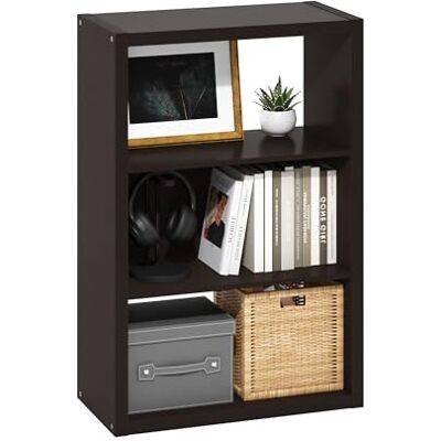 Furinno Viola Open plank met 3 verdiepingen, boekenkast, boekenkast, donker eiken Furinno Viola Open plank met 3 verdiepingen, boekenkast, boekenkast, donker eiken