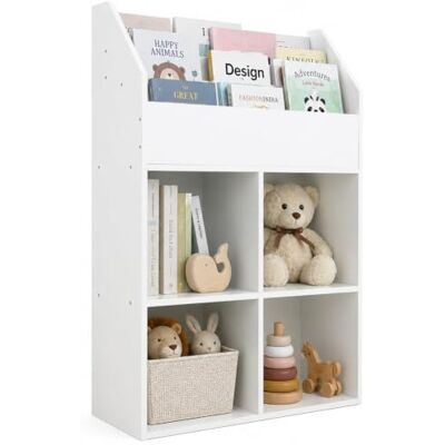 BAKAJI Boekenkast voor kinderkamer, frame van hout, met planken voor speelgoed, boeken en tijdschriften, modern design, meubels, kinderkamer, kleur wit (114 x 72 x 31 cm) BAKAJI Boekenkast voor kinderkamer, frame van hout, met planken voor speelgoed, boeken en tijdschriften, modern design, meubels, kinderkamer, kleur wit (114 x 72 x 31 cm)
