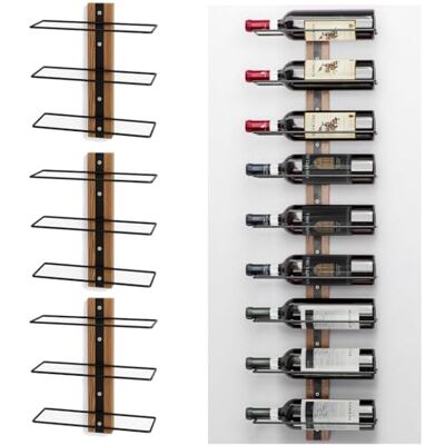 Shally Dogan Wijnrek voor wandmontage, met vakken voor flessen, wandmontage, creatieve industriële montage, bar voor keuken, eetkamer, kelder (3 stuks) Shally Dogan Wijnrek voor wandmontage, met vakken voor flessen, wandmontage, creatieve industriële montage, bar voor keuken, eetkamer, kelder (3 stuks)