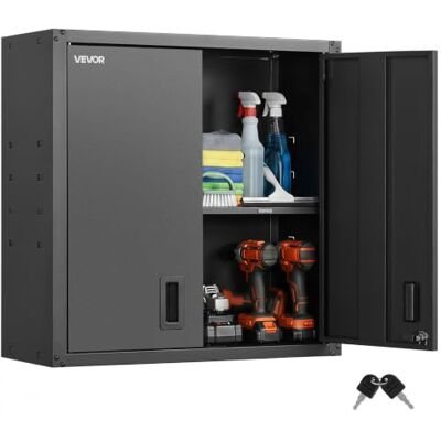 VEVOR Metalen hangkast, 76,2 x 31 x 76,2 cm, stalen zwevende hangende opbergkast met vergrendelingsdeuren en verstelbare plank voor garage, kelder, keuken, magazijnmontage vereist, zwart VEVOR Metalen hangkast, 76,2 x 31 x 76,2 cm, stalen zwevende hangende opbergkast met vergrendelingsdeuren en verstelbare plank voor garage, kelder, keuken, magazijnmontage vereist, zwart