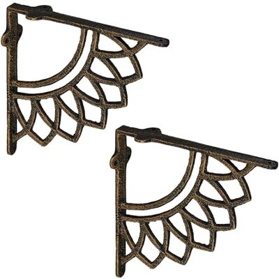 Relaxdays plankdrager, set van 2, gietijzer, mandala, antiek, 19 cm, plankhouder, muurbeugel voor plank, brons Relaxdays plankdrager, set van 2, gietijzer, mandala, antiek, 19 cm, plankhouder, muurbeugel voor plank, brons