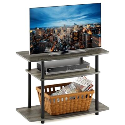 Furinno No Tools 3-Tier Entertainment Center Stand, TV Stands, TV Unit, TV Plank, Frans eiken/Zwart Furinno No Tools 3-Tier Entertainment Center Stand, TV Stands, TV Unit, TV Plank, Frans eiken/Zwart