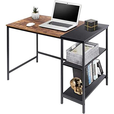 BAKAJI Bureau met boekenkast, 3 planken, werktafel, pc-computer, frame van metaal en tafelblad van MDF-hout, antiek en zwart, inrichting, thuis, kantoor, kinderkamer, afmetingen 120 x 60 x 75 cm BAKAJI Bureau met boekenkast, 3 planken, werktafel, pc-computer, frame van metaal en tafelblad van MDF-hout, antiek en zwart, inrichting, thuis, kantoor, kinderkamer, afmetingen 120 x 60 x 75 cm
