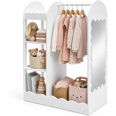 Relaxdays kledingrek voor kinderen, spiegel, 5 vakken, kledingstang, wit HxBxD 100 x 94 x 38 cm, kinderkast Relaxdays kledingrek voor kinderen, spiegel, 5 vakken, kledingstang, wit HxBxD 100 x 94 x 38 cm, kinderkast