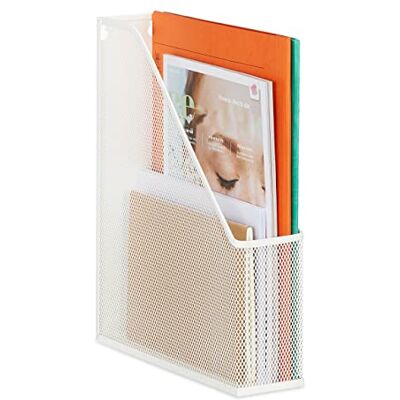 Relaxdays tijdschriftencassette metaal, A4, HxBxD: 31,5 x 7 x 25 cm, staande magazinehouder, voor kantoor & bureau, wit Relaxdays tijdschriftencassette metaal, A4, HxBxD: 31,5 x 7 x 25 cm, staande magazinehouder, voor kantoor & bureau, wit