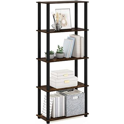 Furinno Turn-S 5-laags multifunctioneel rek displayrek met vierkante buizen, ontworpen hout, amberpijnen/zwart, 29,5 (D) x 59,9 (B) x 145,8 (H) cm Furinno Turn-S 5-laags multifunctioneel rek displayrek met vierkante buizen, ontworpen hout, amberpijnen/zwart, 29,5 (D) x 59,9 (B) x 145,8 (H) cm