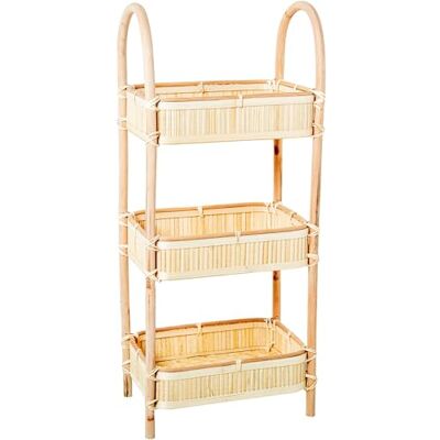 DRW Opbergkast met 3 manden van hout en rotan in naturel, 23 x 34 x 80 cm DRW Opbergkast met 3 manden van hout en rotan in naturel, 23 x 34 x 80 cm