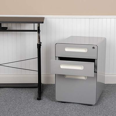 Flash Furniture Mobiele archiefkasten met 3 laden, grijs, 21 'L x 16 'W x 24' H Flash Furniture Mobiele archiefkasten met 3 laden, grijs, 21 'L x 16 'W x 24' H