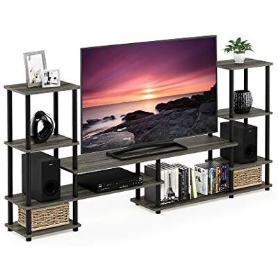 Furinno Turn-N-Tube Grote tv-standaard, tv-kast, tv-rek, console, Frans eiken/zwart, 197,1 (breedte) x 93 (hoogte) x 29,7 (diepte) cm Furinno Turn-N-Tube Grote tv-standaard, tv-kast, tv-rek, console, Frans eiken/zwart, 197,1 (breedte) x 93 (hoogte) x 29,7 (diepte) cm