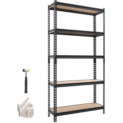 VEVOR Garagerek, metalen rek, 5 verstelbare MDF-planken, capaciteit 1360 kg, multifunctioneel rek voor keuken, dispenser, kelder en badkamer, 92,3 x 30,9 x 181,3 cm (b x d x h) VEVOR Garagerek, metalen rek, 5 verstelbare MDF-planken, capaciteit 1360 kg, multifunctioneel rek voor keuken, dispenser, kelder en badkamer, 92,3 x 30,9 x 181,3 cm (b x d x h)