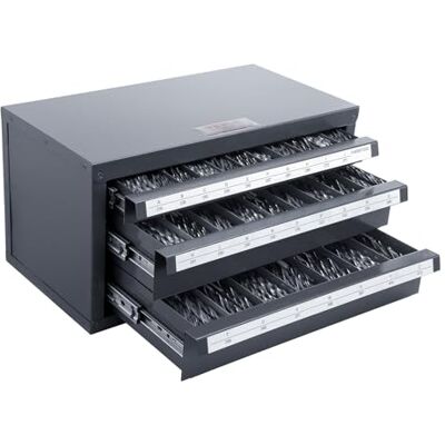 VEVOR Boordispenserkast, drie-lades boorhouder kast voor A tot Z, stalen boordispenser organizer kast met labels, stapelbare boordispenser voor het opbergen van boren VEVOR Boordispenserkast, drie-lades boorhouder kast voor A tot Z, stalen boordispenser organizer kast met labels, stapelbare boordispenser voor het opbergen van boren