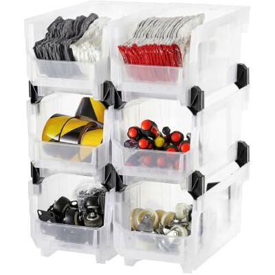 VEVOR Stapelboxen, 377 x 215 x 180 mm (verpakking van 6), opbergdozen voor het organiseren en opbergen, opbergbox voor kasten, garages, kleine onderdelen, kantoorbenodigdheden en andere accessoires VEVOR Stapelboxen, 377 x 215 x 180 mm (verpakking van 6), opbergdozen voor het organiseren en opbergen, opbergbox voor kasten, garages, kleine onderdelen, kantoorbenodigdheden en andere accessoires