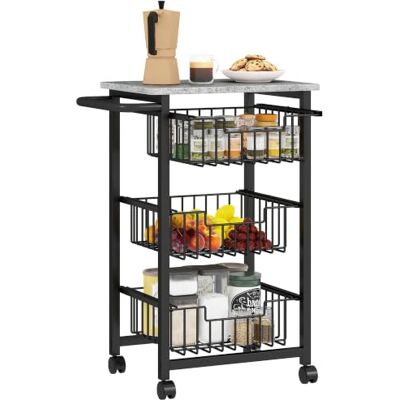 HOMCOM Keukenwagen met 4 Planken, Serveerwagen met Werkblad Lichtgrijs Rolwagen, uittrekbare manden, greep, keukenrek op wielen, universele wagen, keukenrolwagen, voor keuken badkamer kantoor HOMCOM Keukenwagen met 4 Planken, Serveerwagen met Werkblad Lichtgrijs Rolwagen, uittrekbare manden, greep, keukenrek op wielen, universele wagen, keukenrolwagen, voor keuken badkamer kantoor