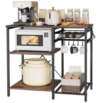 VEVOR Keukenrek, keukenrek, keukengerei, 90 x 40 x 90 cm, verstelbaar afneembaar rek, schuifmand, kast, magnetronhouder, bar, restaurant, met haken VEVOR Keukenrek, keukenrek, keukengerei, 90 x 40 x 90 cm, verstelbaar afneembaar rek, schuifmand, kast, magnetronhouder, bar, restaurant, met haken