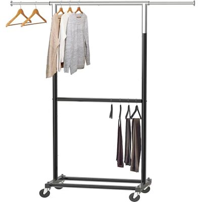 Simple Houseware Kledingrek met dubbele stang, zwart Simple Houseware Kledingrek met dubbele stang, zwart