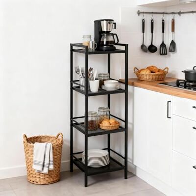GarveeHome Staande plank, 4 etages, robuust metalen rek, keukenrek, opbergrek, industrieel design, rek voor zware lasten, eenvoudige installatie voor garage, keuken, kantoor, boekenkamer, hoek, 39 x 30 x 112 cm GarveeHome Staande plank, 4 etages, robuust metalen rek, keukenrek, opbergrek, industrieel design, rek voor zware lasten, eenvoudige installatie voor garage, keuken, kantoor, boekenkamer, hoek, 39 x 30 x 112 cm