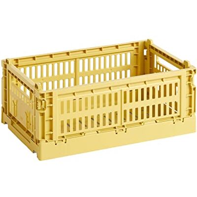 HAY Transportbox Colour Crate S van gerecycled polypropyleen in de kleur Dusty Yellow HAY Transportbox Colour Crate S van gerecycled polypropyleen in de kleur Dusty Yellow