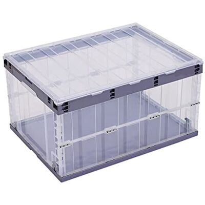 TUKA-i-AKUT TKD8640 Opvouwbare opbergdozen met deksel, stapelbaar, opvouwbaar, stabiele stapelkisten met handgreep, stapelcontainer, organizer, vouwdozen, stapelboxen, transparant, 2 x 55 l TKD8640 TUKA-i-AKUT TKD8640 Opvouwbare opbergdozen met deksel, stapelbaar, opvouwbaar, stabiele stapelkisten met handgreep, stapelcontainer, organizer, vouwdozen, stapelboxen, transparant, 2 x 55 l TKD8640