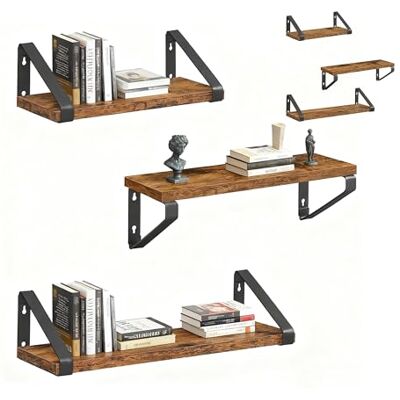 Relaxdays wandplankenset, houtlook en metaal, 3 maten (30, 35, 40 cm), voor boeken en decoratie, kleurkeuze Relaxdays wandplankenset, houtlook en metaal, 3 maten (30, 35, 40 cm), voor boeken en decoratie, kleurkeuze