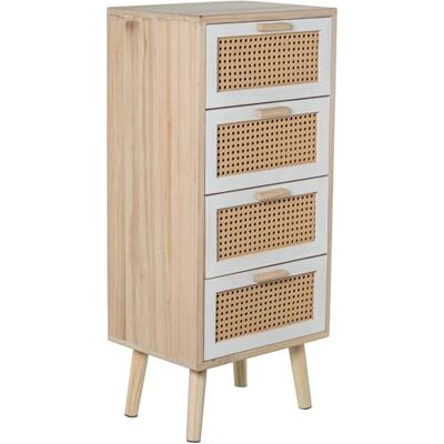 DRW Sifonier commode met 4 laden, van MDF-hout en natuurlijke wilgentenen, 40 x 30 x 91 cm DRW Sifonier commode met 4 laden, van MDF-hout en natuurlijke wilgentenen, 40 x 30 x 91 cm