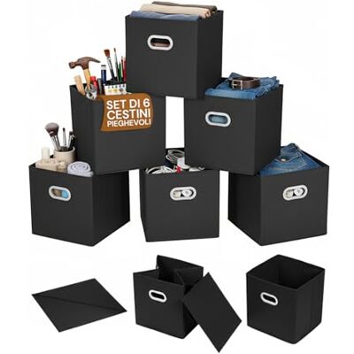 Avilia Opvouwbare stoffen kastdozen met versterkte handgrepen, set van 6 ruimtebesparende opbergdozen, 27 x 27 x 27 cm, voor kleding, organizer, gemakkelijk op te bergen en te gebruiken Avilia Opvouwbare stoffen kastdozen met versterkte handgrepen, set van 6 ruimtebesparende opbergdozen, 27 x 27 x 27 cm, voor kleding, organizer, gemakkelijk op te bergen en te gebruiken